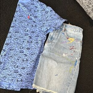 Blue Patterned Kids Shirt by Polo by Ralph Lauren
